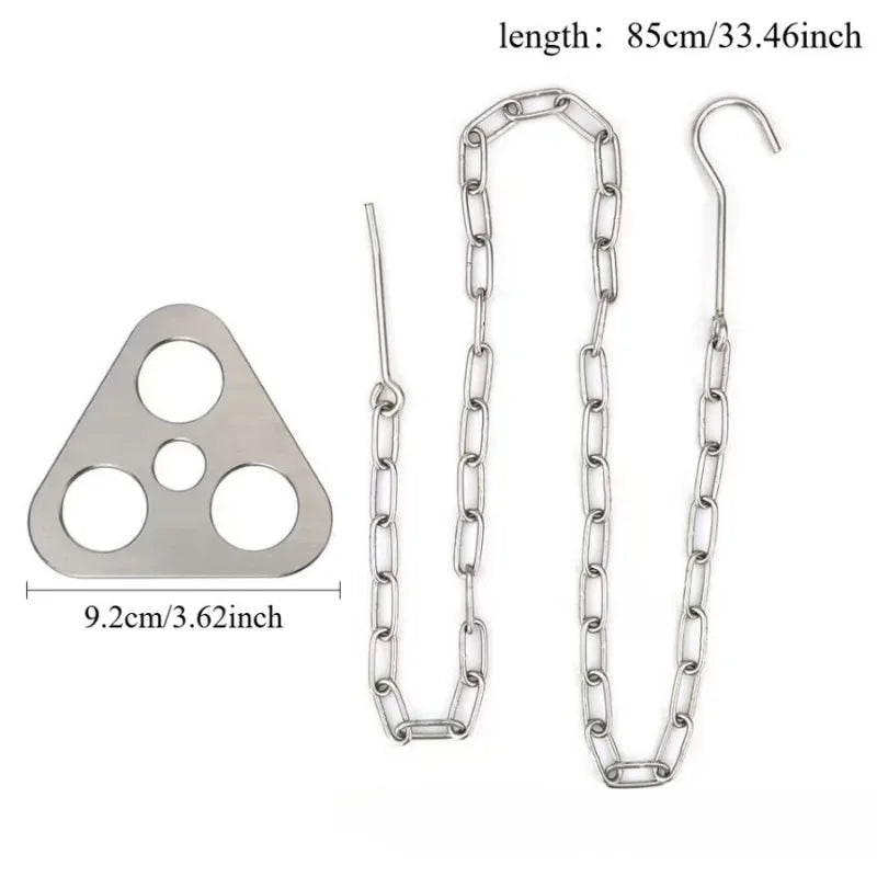 Trípode de Picnic de acero inoxidable para exteriores, colgador de latas ajustable, práctico y fácil de configurar, Camping, fogata, barbacoa, 1 ud.