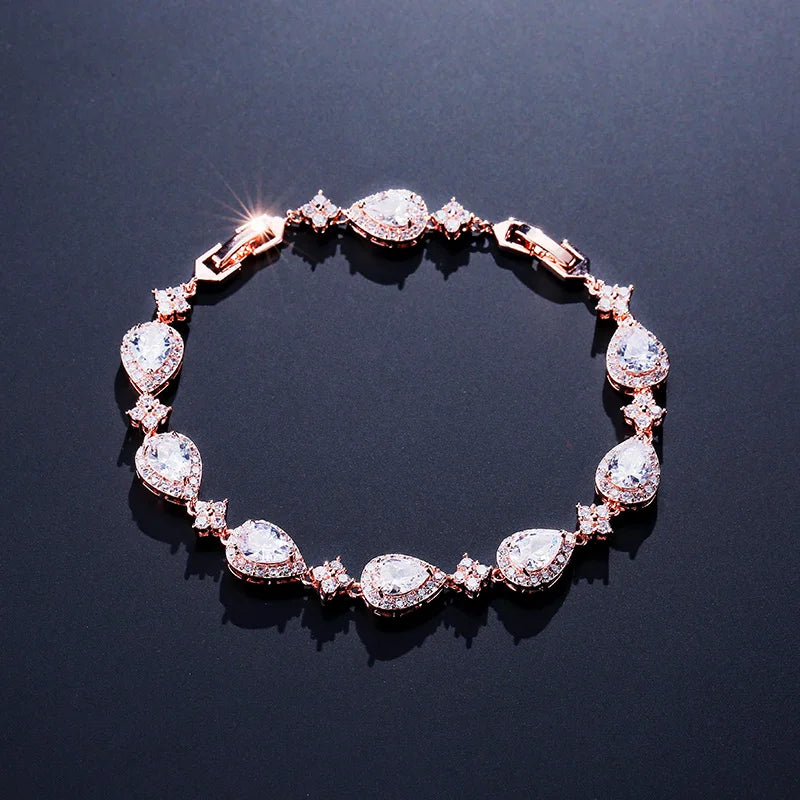 ZAKOL clásico geométrico gota de agua CZ pulsera para mujer nupcial hermosa Buling circón fiesta boda joyerÃa