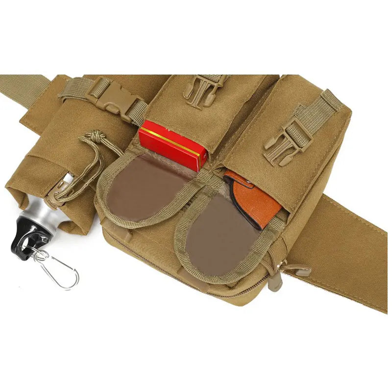 Riñonera táctica para exteriores, bolsa de nailon para botella de agua para teléfono y senderismo, paquete de equipo de herramientas deportivas, bolsa con cinturón para caza, escalada y acampada