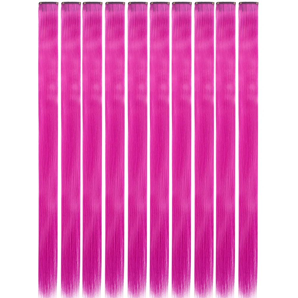 10 unids/pack de extensiones de cabello con Clip para fiesta de colores para niñas, postizos sintéticos de pelo liso de 22 pulgadas de colores Omber