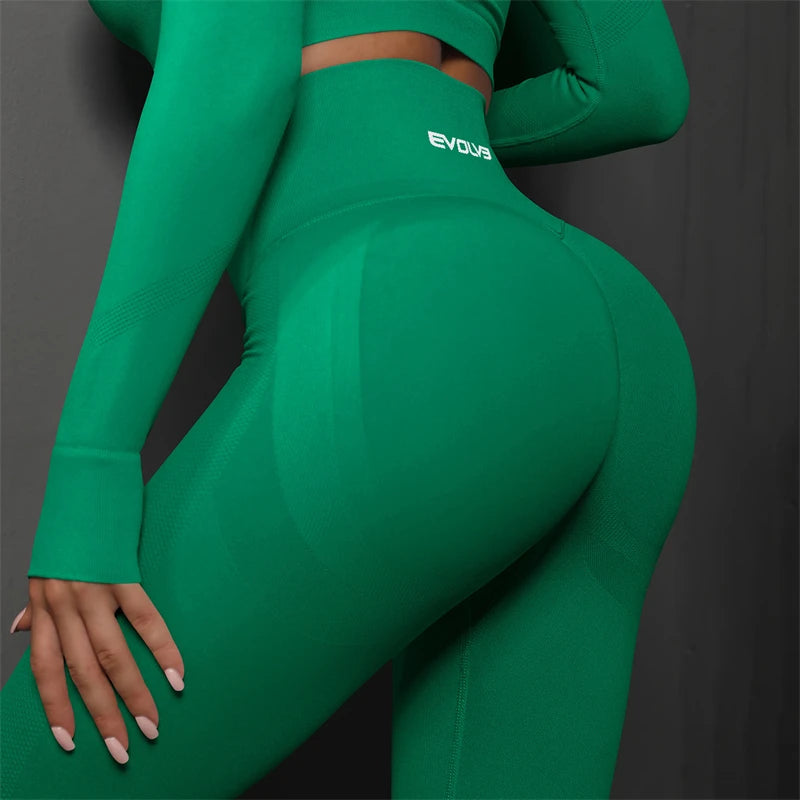 EVOLVE-mallas sin costuras para mujer, pantalones de Yoga de entrenamiento de cadera melocotón sin costuras, pantalones deportivos para correr, glúteos, Fitness corporal