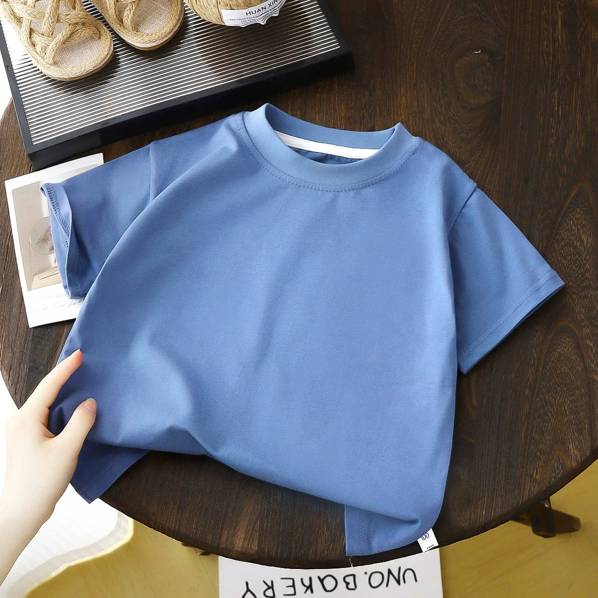 Camiseta de manga corta de algodón para niños, camiseta blanca, roja y negra, ropa de verano para bebés, Tops para niños