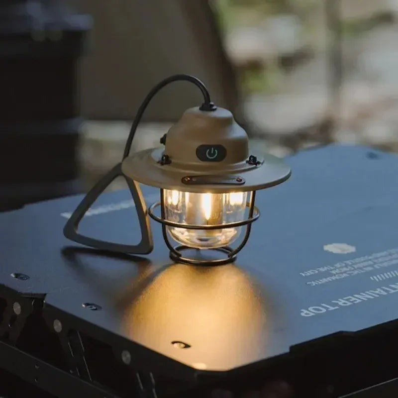 Mini lámpara colgante de Metal Retro para exteriores, lámpara de ambiente para acampar, tienda de campaña, IPX4, resistente al agua, LED, lámpara colgante para acampar