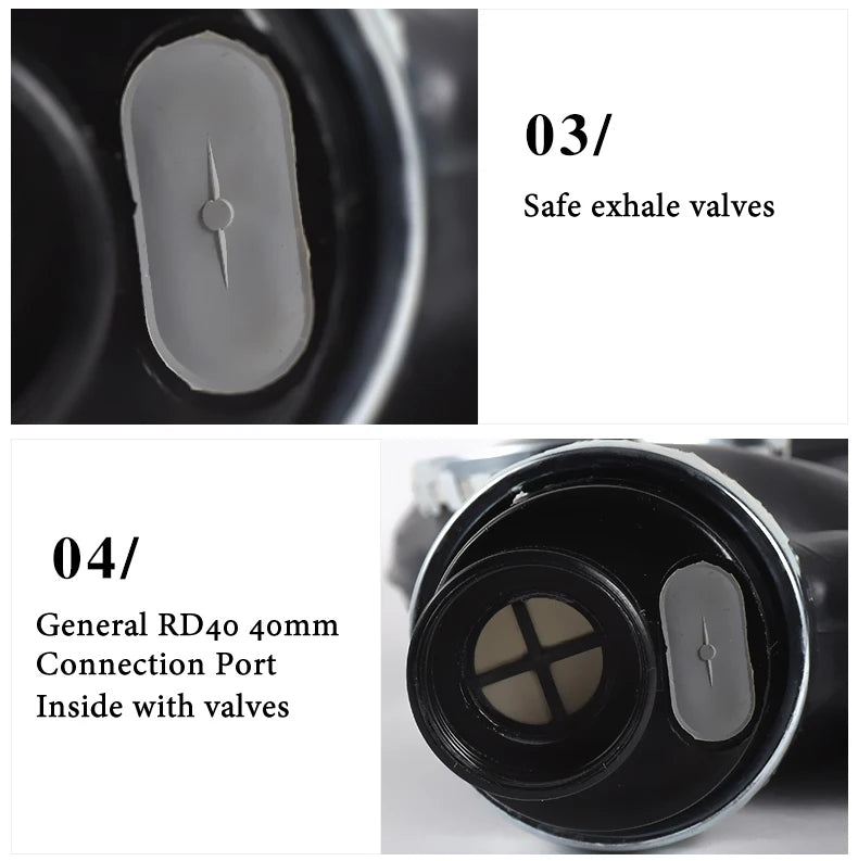 Máscara de Gas fantasma de cara completa negra creativa, respirador de goma, máscara de prevención quÃÂmica, capucha RD40 de 40mm para pintar pesticidas en aerosol