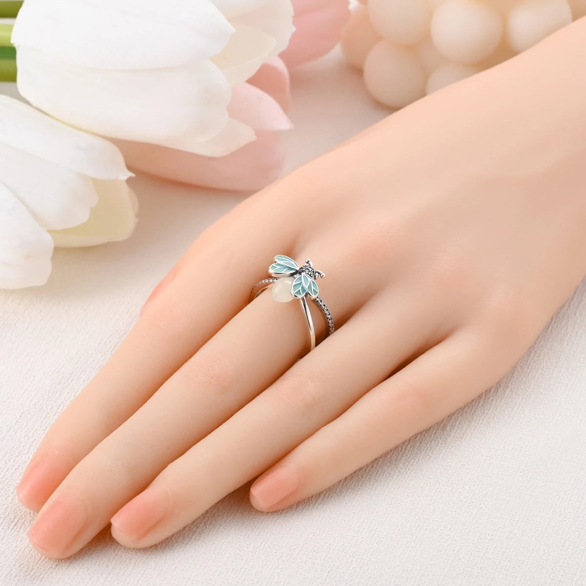 Anillo de Plata de Ley 925 Original para mujer, joyería fina con circonita, luciérnaga, corazón, cruz