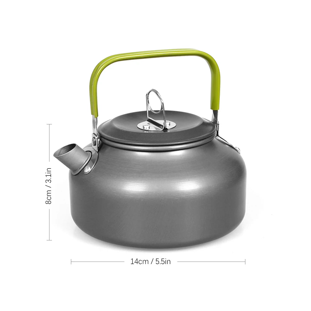 Tetera de agua portátil de 1,6l, tetera de agua, cafetera, tetera de té de aleación de aluminio para interiores, para acampar al aire libre, senderismo, Picnic