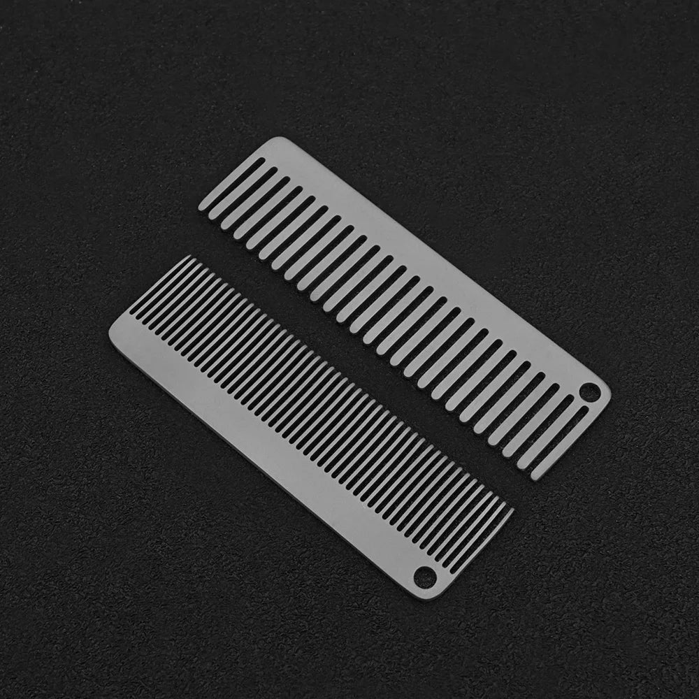 Peine pequeño de aleación de titanio, peines portátiles, llavero para acampar, accesorios, herramienta pequeña para exteriores