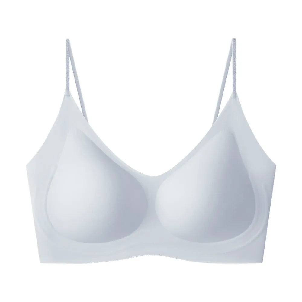 Cómodo sujetador inalámbrico a prueba de golpes con escote en V profundo, lencería antiflacidez, sujetador sin costuras, ropa interior push-up ajustable para niñas