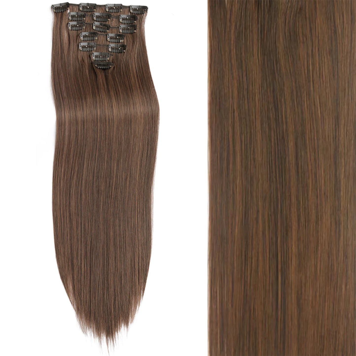 7 unids/set 16 Clips extensión de cabello negro largo liso pelo Natural Ombre peluca fibra resistente al calor para peinado de mujer