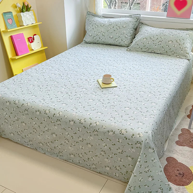 Sábana de algodón 100% con estampado de flores, sábanas dobles para niñas y niños, ropa de cama individual Queen King Size, 1 Uds.