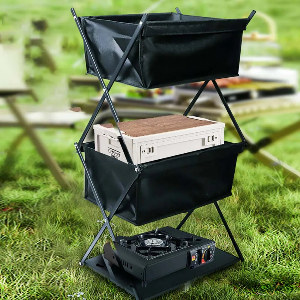 TARKA Camping nuevo estante de almacenamiento estante de almacenamiento portátil plegable de tres capas para Picnics estante de almacenamiento para barbacoa estante multifuncional