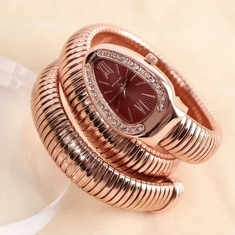 Reloj de cuarzo de lujo de alta calidad para mujer, pulsera de acero inoxidable, relojes de moda dorados para mujer, reloj femenino