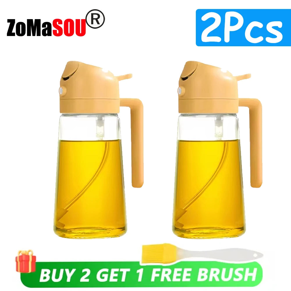 Dispensador de aceite 2 en 1, pulverizador, botella de aceite vertedor, contenedor de aceite de plástico, vaporizador para cocina, ensalada, barbacoa, cocina de acampada