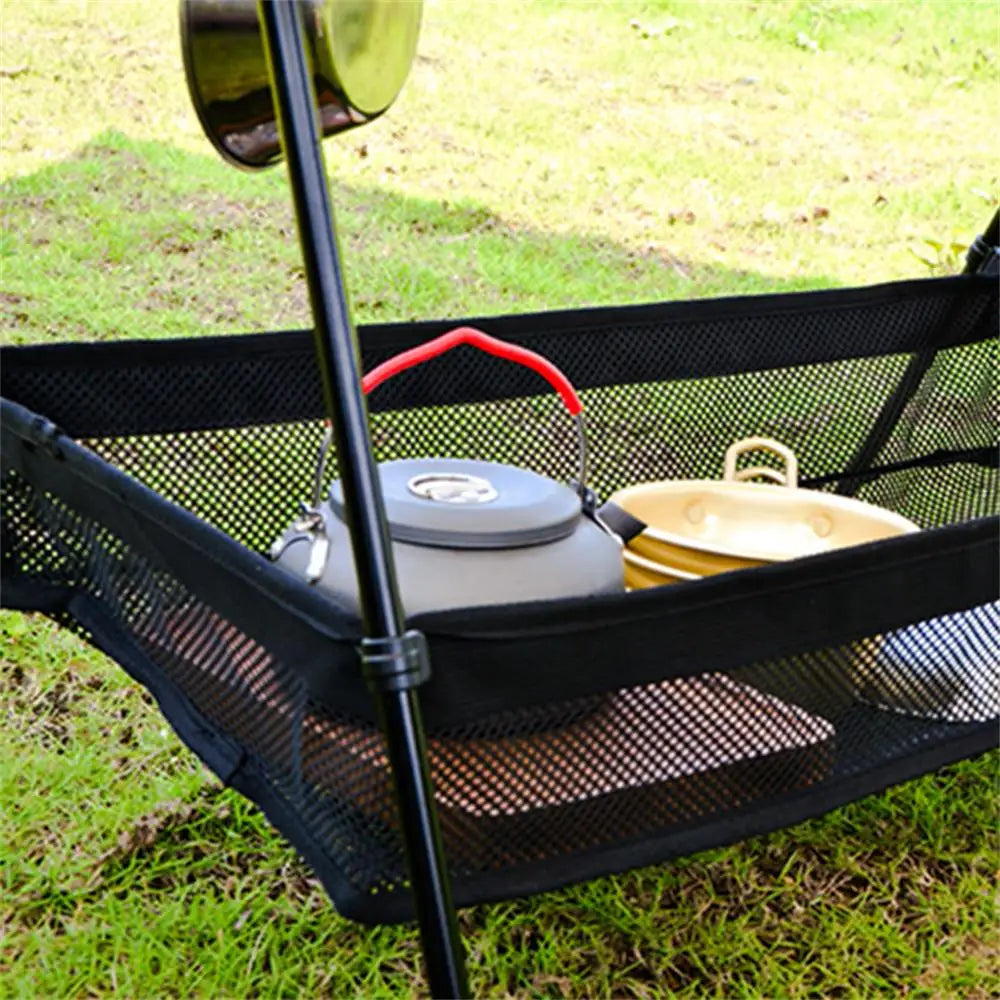 Bolsa de almacenamiento para debajo de la mesa de Picnic, caja de almacenamiento de escritorio, trípode, cesta de malla, organizador, mesa de Camping, estante de trípode para Picnic y Camping