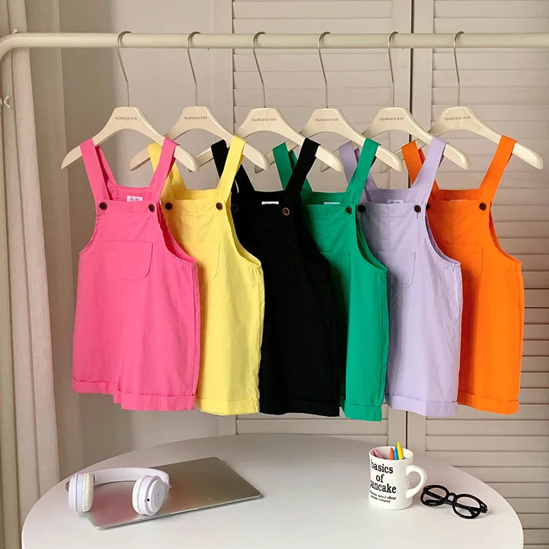 Lindo bebé niños general bebés y niñas pantalones casuales coreanos mono de disfraz de Color caramelo
