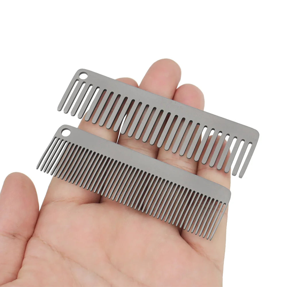 Peine pequeño de aleación de titanio, peines portátiles, llavero para acampar, accesorios, herramienta pequeña para exteriores