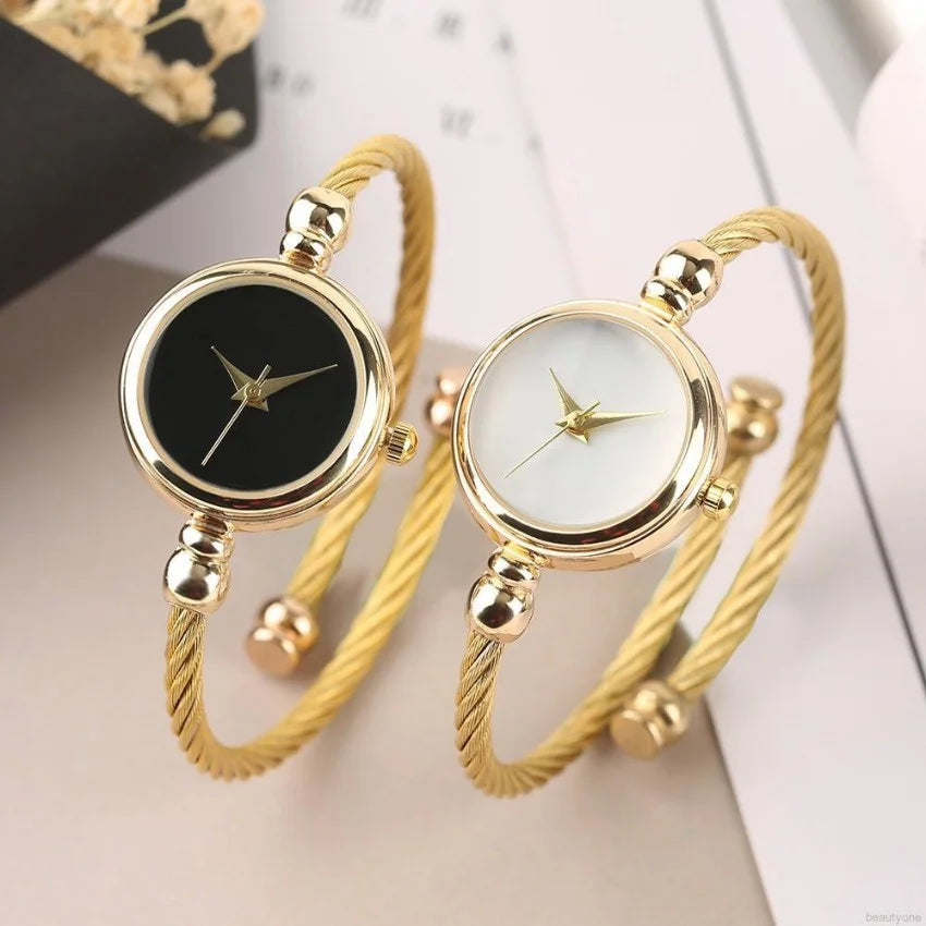 Relojes de pulsera pequeños simples para mujer, reloj de pulsera de cuarzo Retro de acero inoxidable para mujer, moda informal para mujer