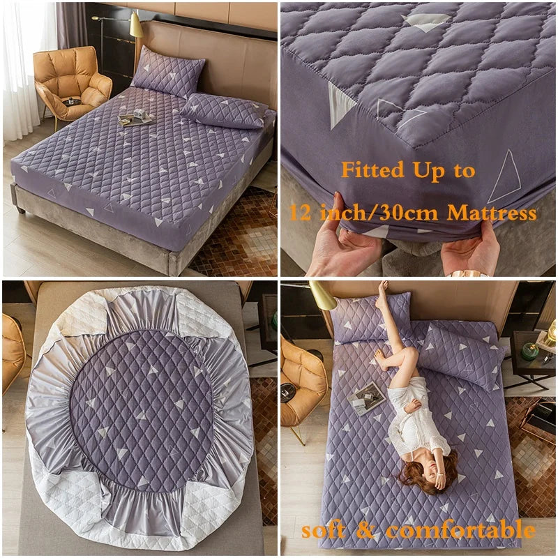 Sábana ajustable 100% impermeable, Protector de funda de colchón acolchado de algodón con Clip de clase A y banda elástica, decoración tamaño Queen y King