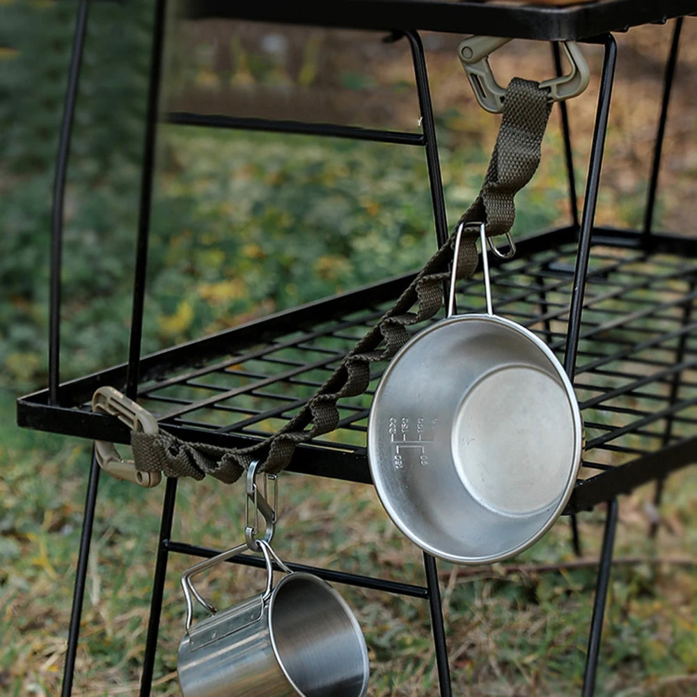 Correa de almacenamiento para acampada y jardín, tendedero, taza de tienda, lámpara colgante, hebilla de cordón para exteriores, cuerda colgante para acampar, oferta