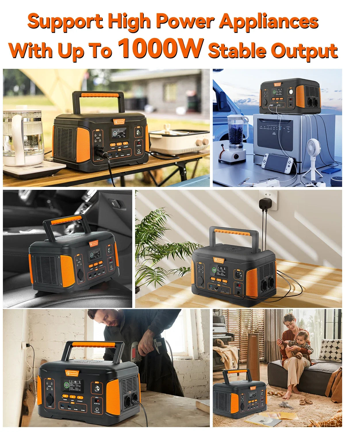 Estación de energía portátil de 1000W, batería de generador Solar de 932Wh con Panel Solar, Kit completo de 100W para el hogar, Camping, EV, RV