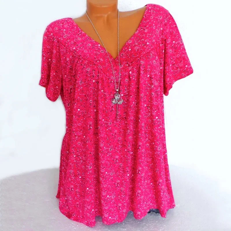 Camiseta holgada sin mangas para mujer, ropa de dormir de casa con cuello en V, Tops con estampado Floral, camisetas informales sexys a la moda para mujer