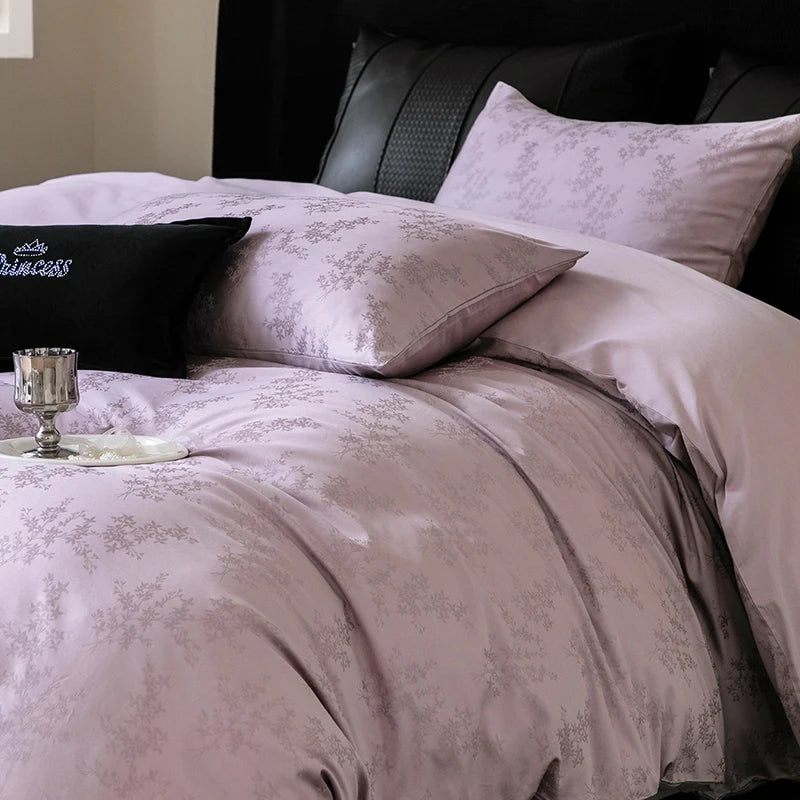 Nuevos juegos de cama de lujo 2025 100% algodón: fibra larga, alta densidad, jacquard satinado, cama de 1,5 m/1,8 m