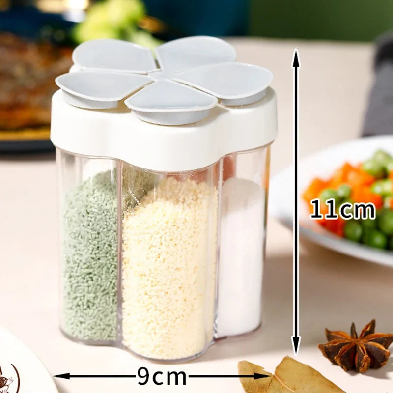 Tarro de condimentos para acampar con tapas, compartimento transparente para especias para cocinar al aire libre, barbacoa, salero y pimienta, Camping al aire libre