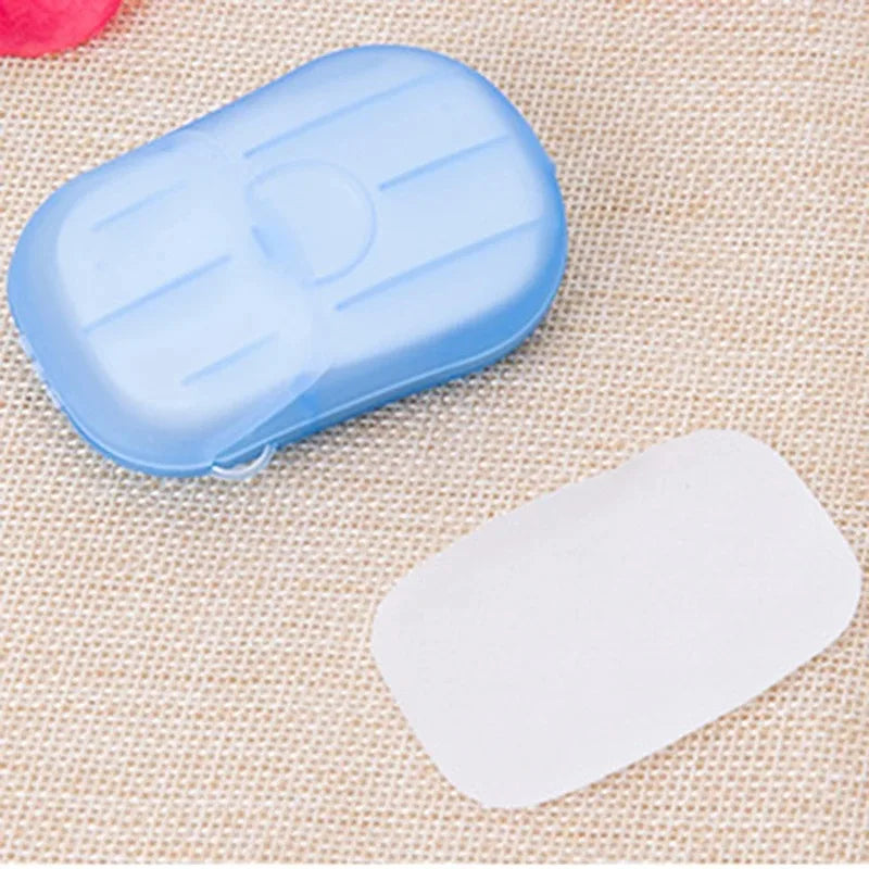 Jabón portátil de papel desechable para viajes, Camping, Mini jabones de limpieza para lavar, limpieza de manos para senderismo al aire libre, suministros al aire libre