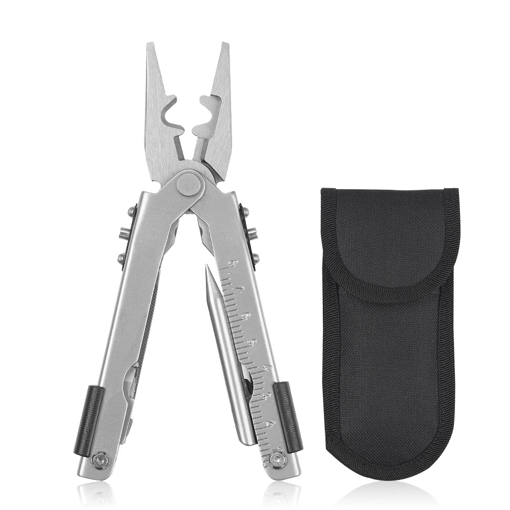 Nuevo multiherramienta para acampar al aire libre, cortador EDC portátil de acero inoxidable, herramientas multifunción plegables, alicates para cuchillos de supervivencia de emergencia