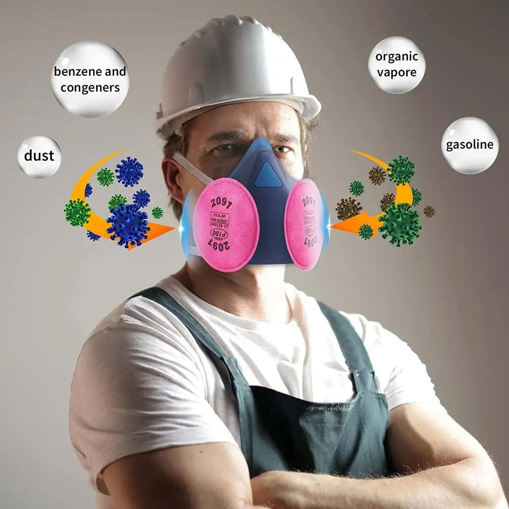 Mascarilla Industrial antipolvo PM2.5, máscara protectora de partÃÂculas, 6200 de pintura en aerosol, con filtro antipartÃÂculas, 2091 P100