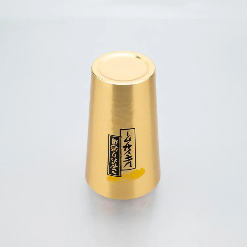 Juego de tazas de cerveza de aluminio de estilo japonés, 450ml, taza para beber reutilizable dorada y plateada para cerveza, agua, jugo, uso en fiestas de acampada al aire libre