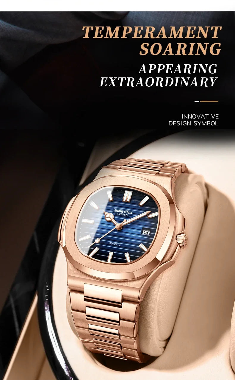 Nuevo Reloj informal de negocios de oro rosa, Reloj de lujo para Hombre, relojes automáticos, relojes de pulsera de cuarzo de alta moda para Hombre, regalos, Reloj para Hombre