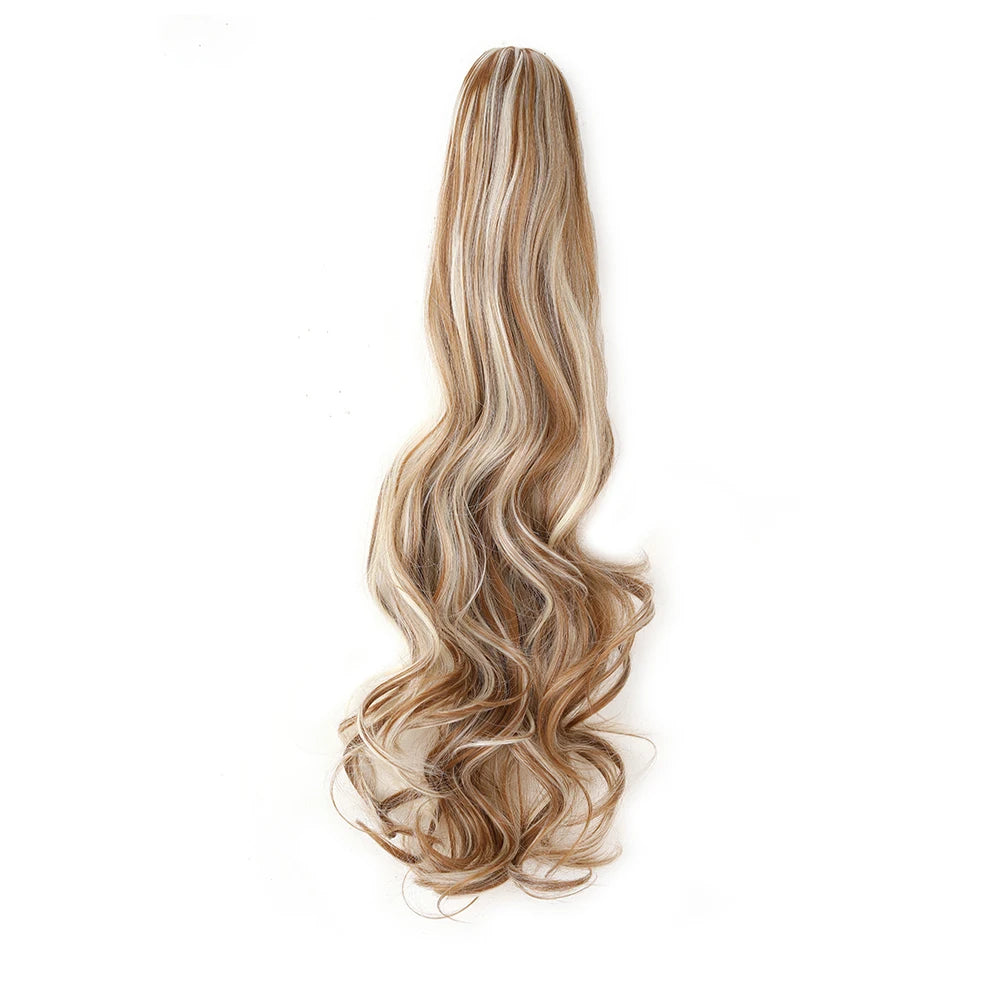 Extensión de cola de caballo, pinza sintética en postizo, extensiones de cabello de cola de caballo onduladas y rizadas, peluca larga de cola de caballo para mujer