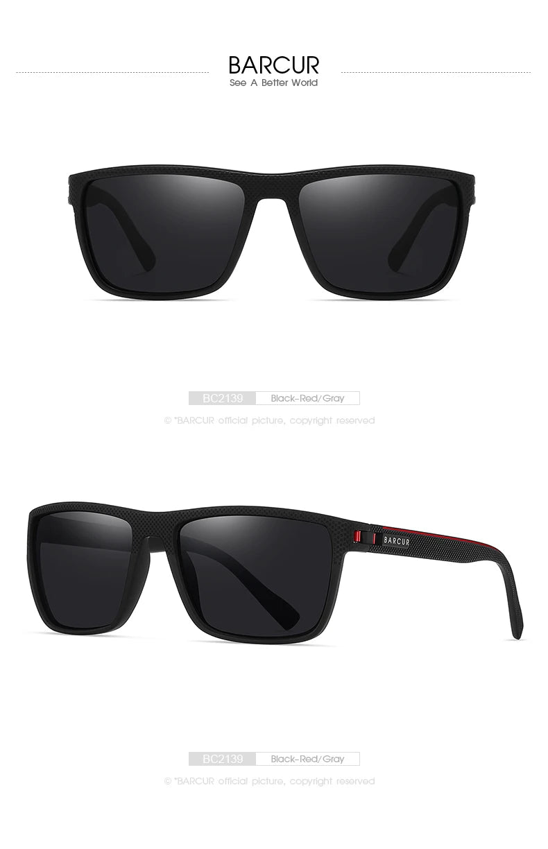 BARCUR-gafas de sol polarizadas TR90 para hombre y mujer, lentes deportivas ligeras, accesorio de protección UVAB