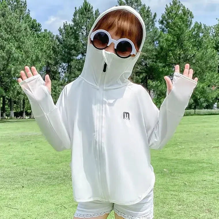Ropa de protección solar para niños, chaqueta de protección solar de seda helada para exteriores, resistente a los rayos UV, chaqueta de protección solar para juegos al aire libre de verano