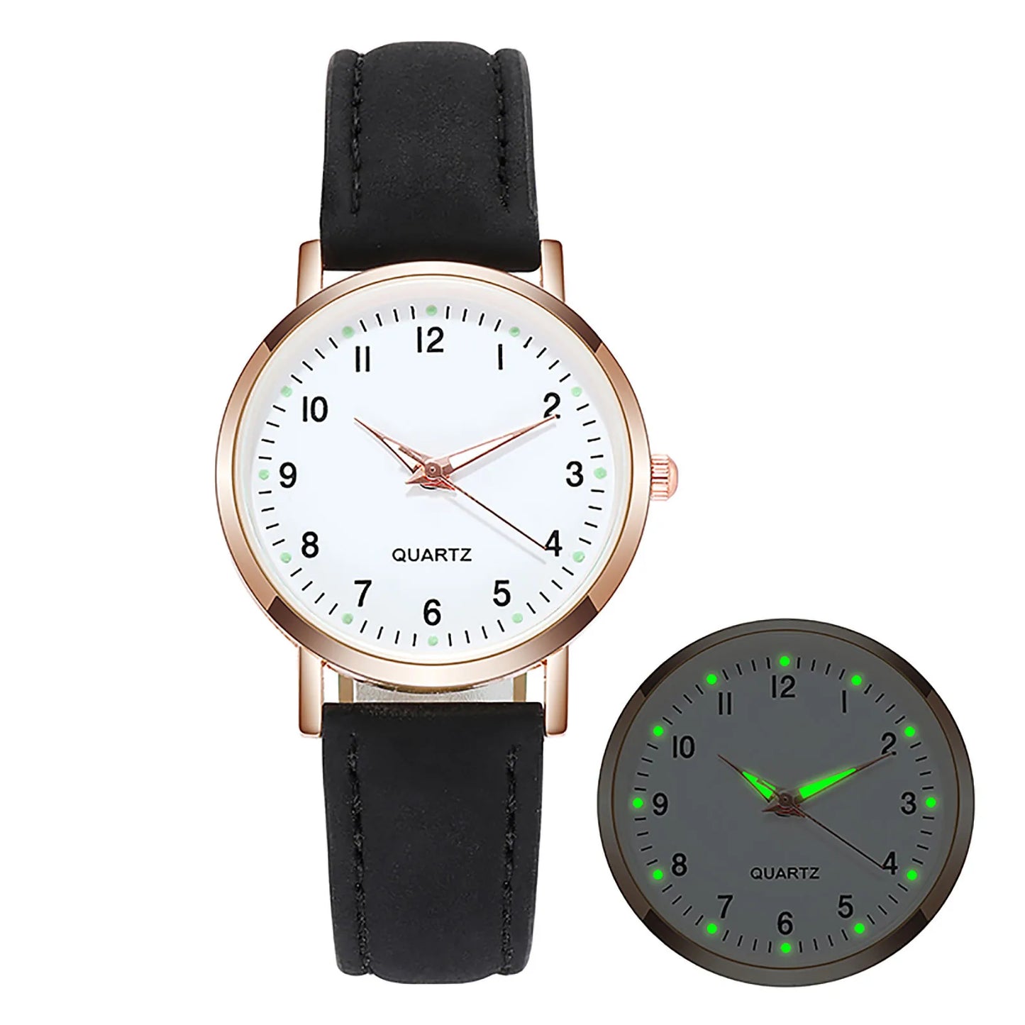 Reloj de Mujer a la moda para Mujer, relojes con correa de cuero, Reloj de pulsera luminoso de cuarzo analógico de lujo para Mujer, Reloj femenino