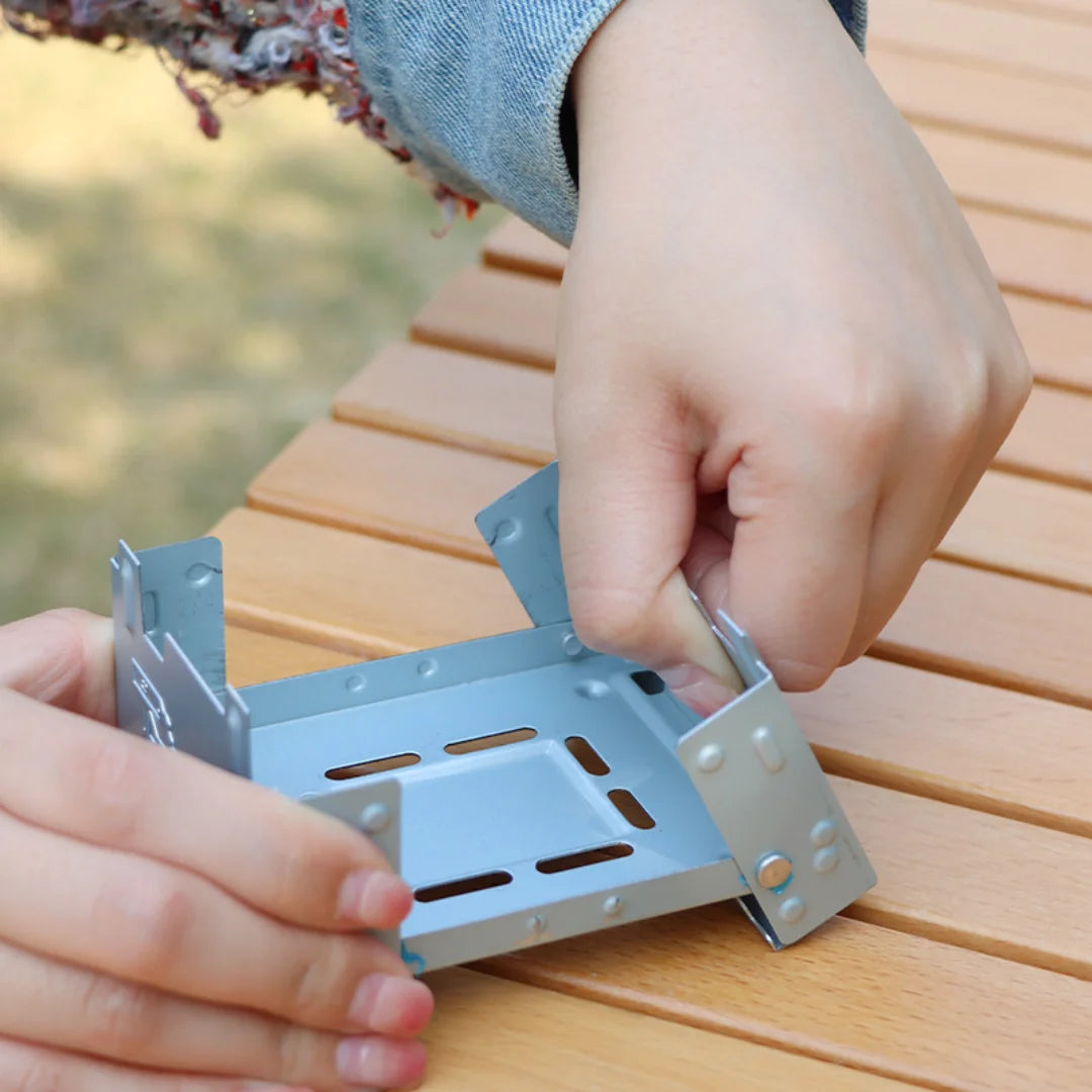 Estufa de Camping portátil de combustible y Alcohol sólido, quemador plegable ultraligero, equipo de cocina al aire libre a prueba de viento para senderismo y mochilero
