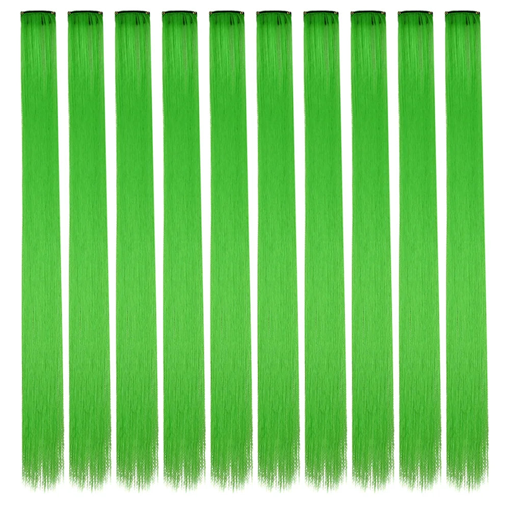 10 unids/pack de extensiones de cabello con Clip para fiesta de colores para niñas, postizos sintéticos de pelo liso de 22 pulgadas de colores Omber