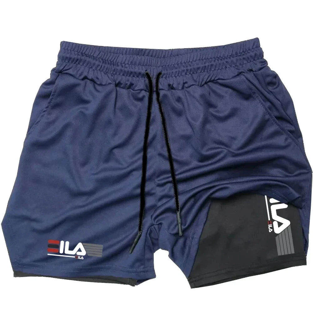 Pantalones cortos deportivos dos en uno para hombre, ropa deportiva transpirable e informal de secado rápido, de doble capa, para correr, M-3XL