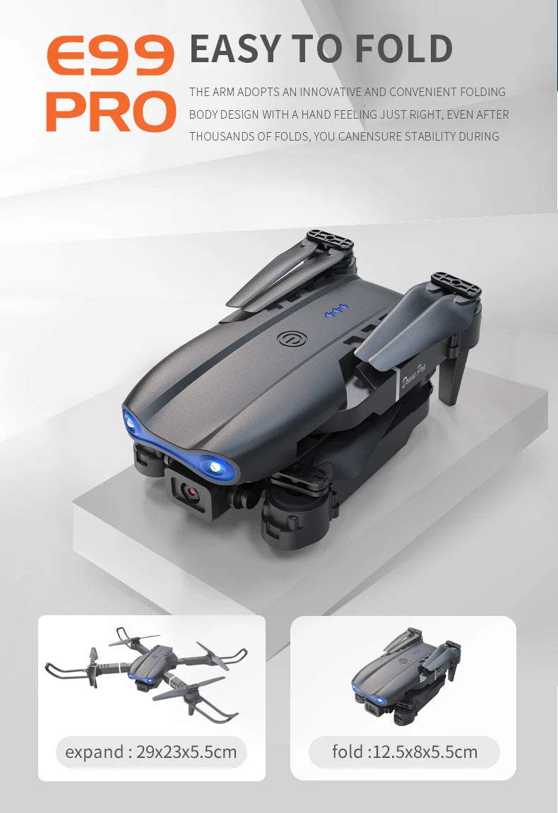 Nuevo Dron E99Pro RC 4K profesional con cámara HD gran angular de 1080P helicóptero plegable WIFI FPV altura mantener juguete de regalo