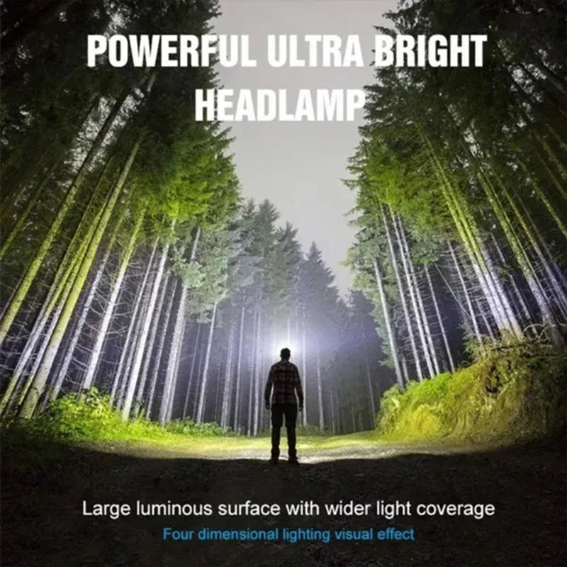 Nueva linterna frontal con Sensor LED recargable por USB, linterna XPE + COB para acampar, linterna impermeable para pesca, paquete de 3/2/1