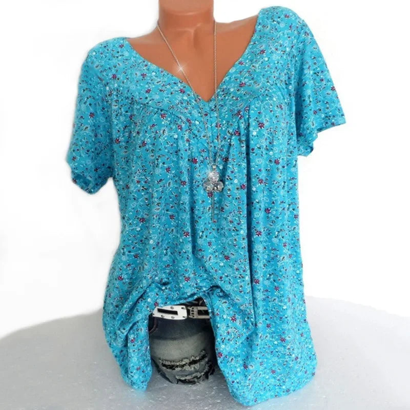 Camiseta holgada sin mangas para mujer, ropa de dormir de casa con cuello en V, Tops con estampado Floral, camisetas informales sexys a la moda para mujer