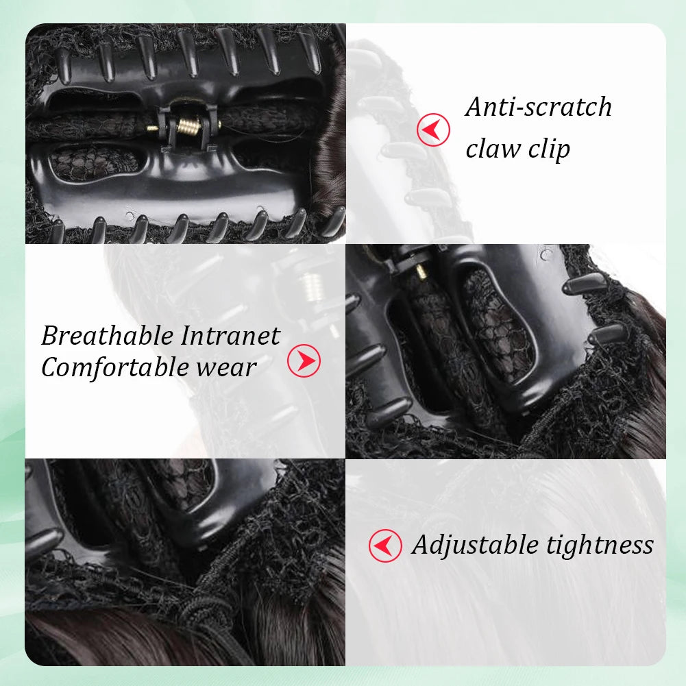 Extensión de cola de caballo, pinza sintética en postizo, extensiones de cabello de cola de caballo onduladas y rizadas, peluca larga de cola de caballo para mujer