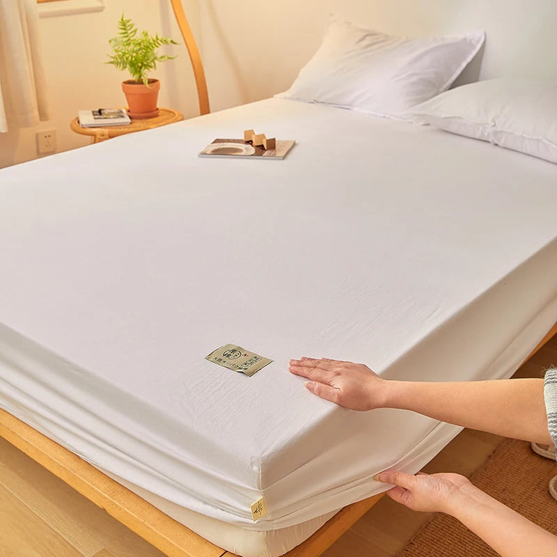 Sábana bajera de algodón 100% con banda elástica, Funda de colchón ajustable antideslizante de Color sólido para cama individual, doble, King y Queen