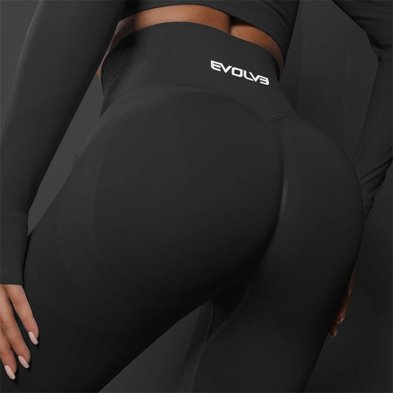 EVOLVE-mallas sin costuras para mujer, pantalones de Yoga de entrenamiento de cadera melocotón sin costuras, pantalones deportivos para correr, glúteos, Fitness corporal
