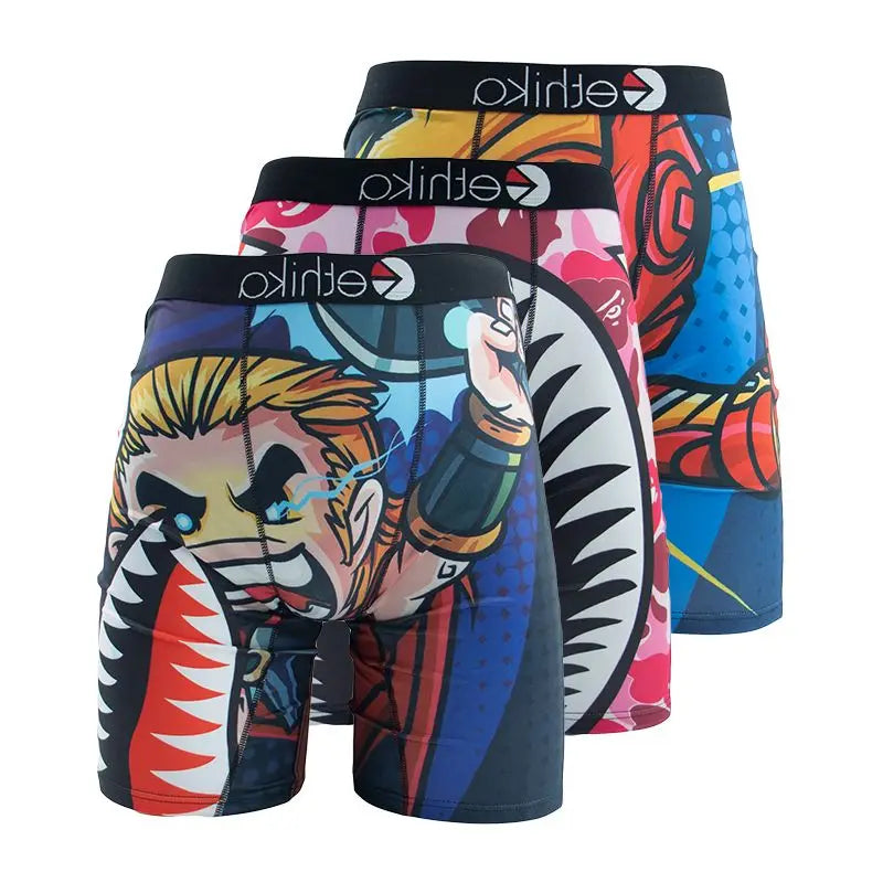 Calzoncillos Bóxer estampados para hombre, ropa interior Sexy, 3 piezas, talla grande XXXL