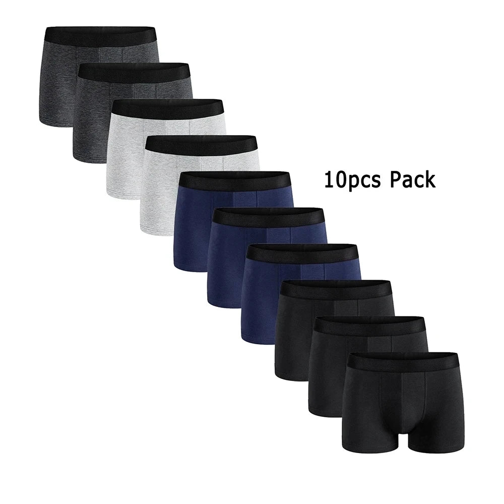10 Uds. Boxer y calzoncillos para hombre, ropa interior de moda, Boxer y calzoncillos de alta elasticidad, pantalones cortos transpirables suaves para hombre, cómodos