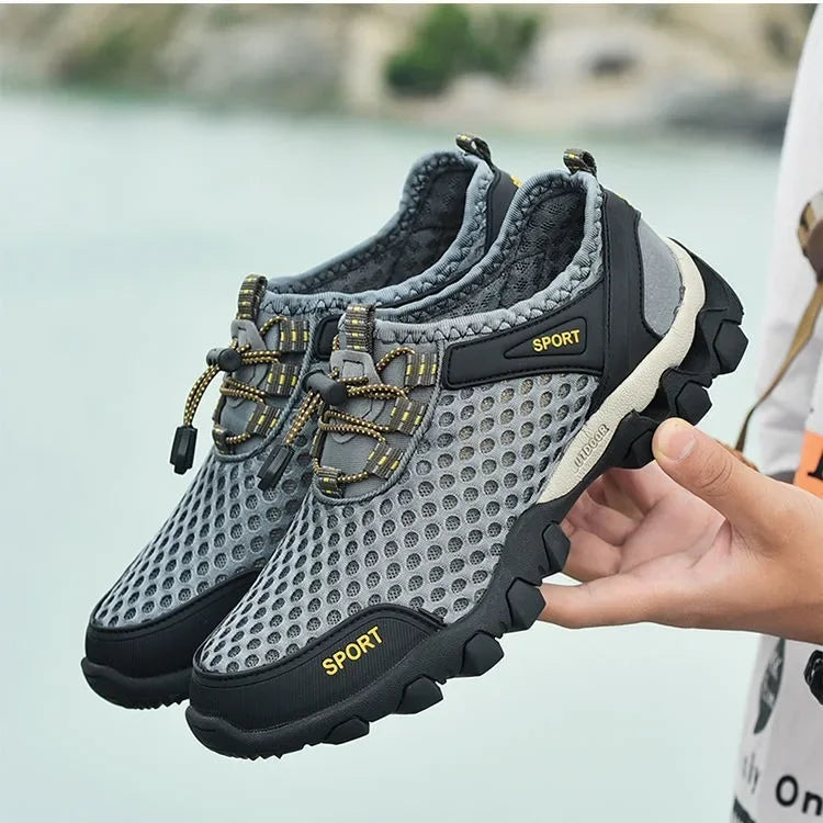 Zapatos de malla transpirables a la moda de verano, zapatillas de tenis informales para hombre, zapatos de senderismo antideslizantes para hombre, zapatos de senderismo para hombre