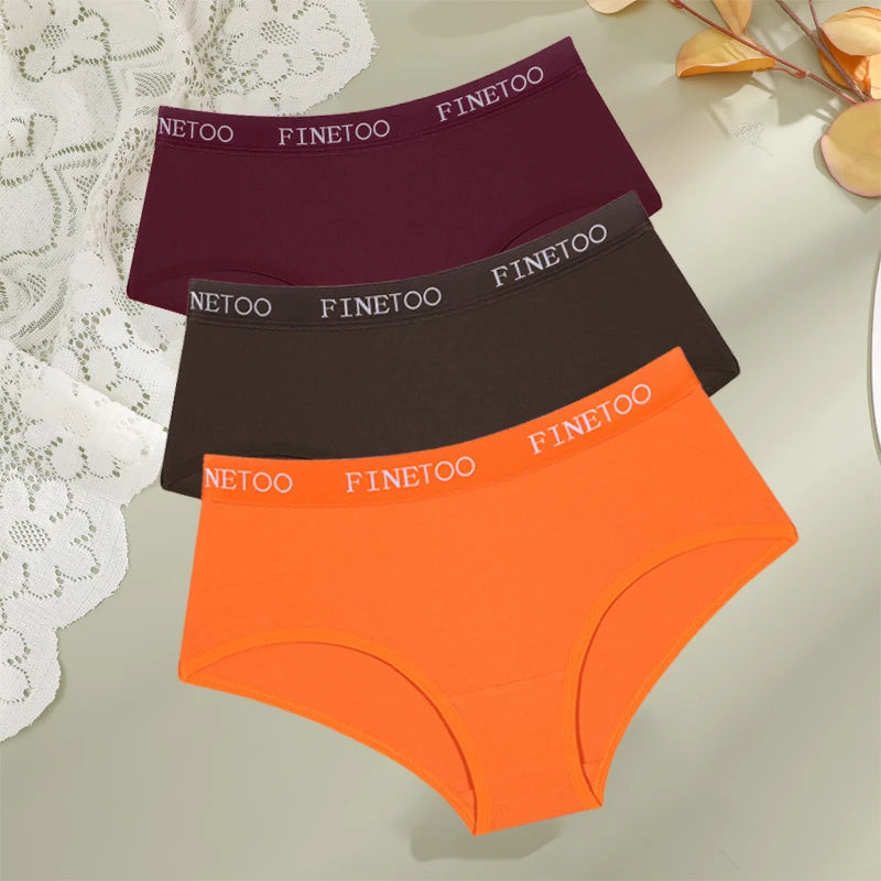 FINETOO, 3 uds., ropa interior con cinturón de algodón con letras, bragas para mujer, bragas sexis transpirables de cintura baja, lencerÃa cómoda elástica para mujer
