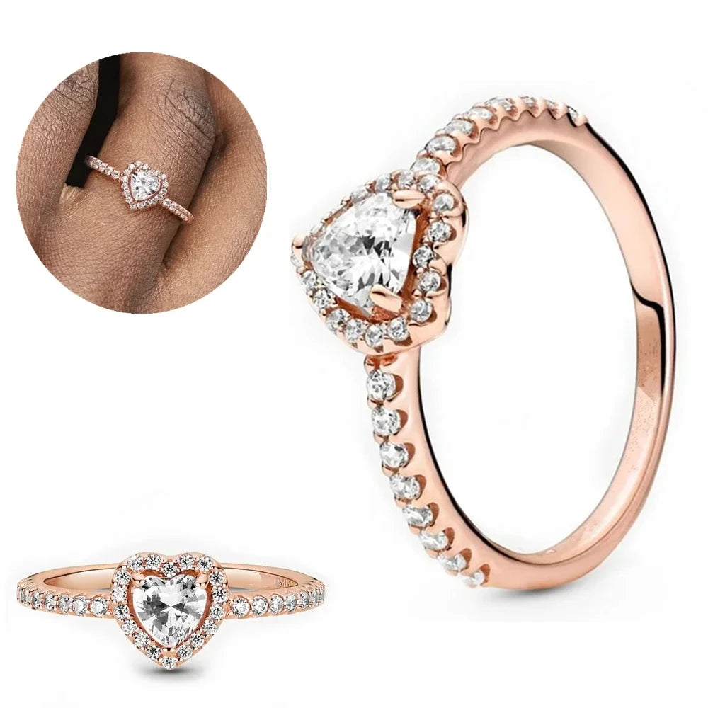 Tamaño europeo 6 7 8 9 anillos rojos, blancos y rosas para mujer, anillo de cristal de boda Original, accesorios de joyería de lujo, joyería de moda